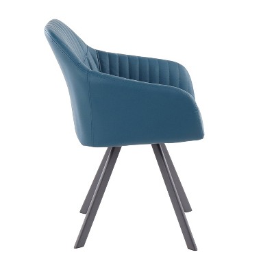 Contemporary Teal Faux Leather Parsons Side Chair with Metal Legs