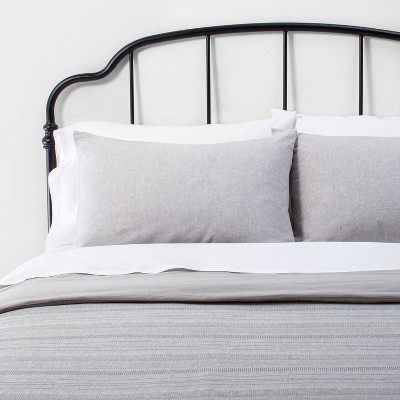 3pc Full/Queen Textured Stripe Comforter & Sham Set Jet Gray - Hearth & Hand™ with Magnolia