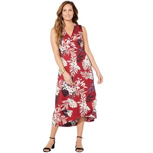 Catherines Women's Plus Size Effortless Faux Wrap Dress - 1 of 4