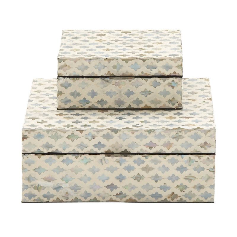 Set of 2 Wooden Boxes with Pattern - Olivia & May, 1 of 24