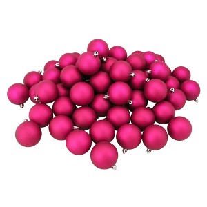 Northlight 60ct Shatterproof Matte Christmas Ball Tree Ornament Set 2.5" - Pink - 1 of 3