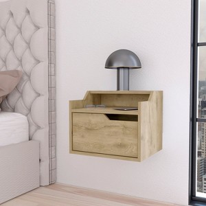 NicBex 13 inch Floating Nightstand with Drawer,Modern Side Table with Open shelf and Free Pull Design,Bedside Table for Bedroom,Living Room - 1 of 4