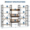 Industrial Bookcase,Triple Wide 4 Tiers Industrial Bookshelf with 11 Open Display Shelves,Open Record Player Shelves with Metal Frame for Living Room - 4 of 4