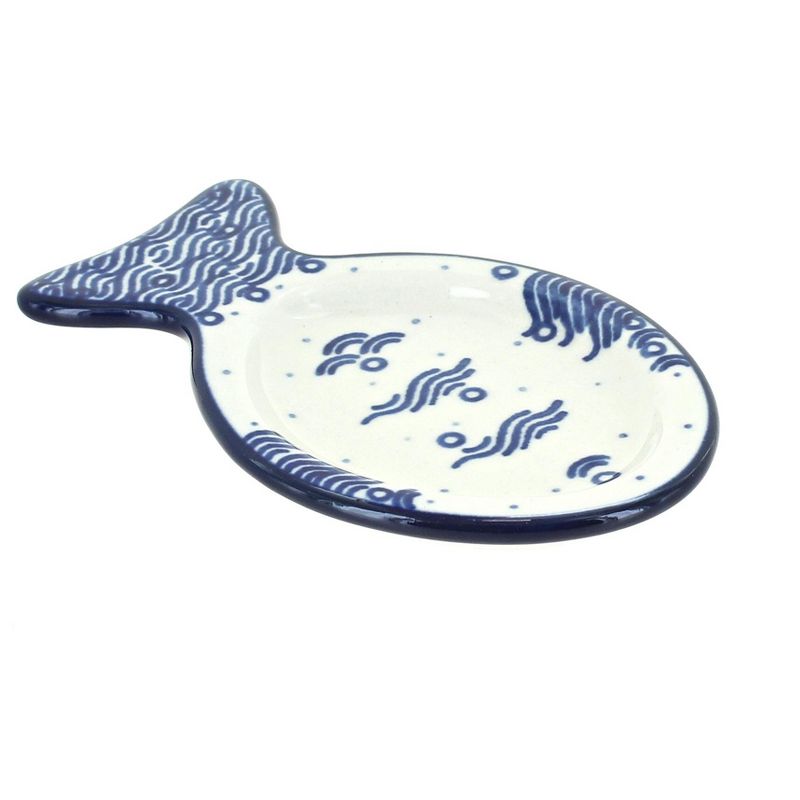 Blue Rose Polish Pottery B47 Ceramika Artystyczna Fish Spoon Rest, 1 of 2