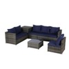 6-Piece Outdoor Wicker Sectional Sofa, Rattan Patio Conversation Furniture Set with Corner Table & Tempered Glass Coffee Table - ModernLuxe - 4 of 4