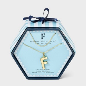 14K Gold Dipped Cubic Zirconia Duo Initial Multi-Strand Necklace - A New Day™ Gold - 1 of 4