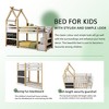 Twin over Twin House Bunk Bed with White Storage Staircase and 2 Blackboards - 4 of 4