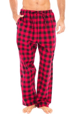 Adr Men's Cotton Flannel Pajama Pants, Winter Pj Bottoms Red Buffalo