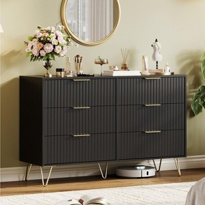 Fluted Dresser for Bedroom with 6 Drawers,47" Wide Modern Chest of Wooden Bedroom Chest with Metal Handle - 1 of 4