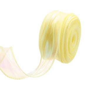 Unique Bargains Gift Wrapping Wide Sheer Wired Pastel Shimmer Iridescent Chiffon Ribbons 1 Pc - 1 of 4