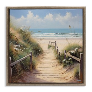 Stupell Industries Sandy Path to Beach Floating Frame Canvas Art - 1 of 4