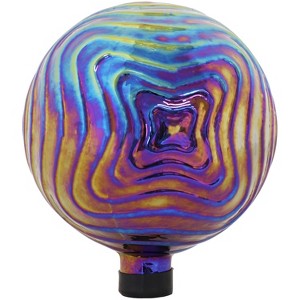 Sunnydaze Rippled Texture Indoor/Outdoor Gazing Globe Glass Garden Ball - 10" Diameter - Blue, Purple and Gold - 1 of 4