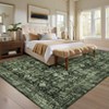 6 x 9 ft Polyester Wool Spinning Brown Rectangular Hallway Bathroom Entryway Kitchen Office Foldable Flower Printed  Washable Area Rug - 3 of 4