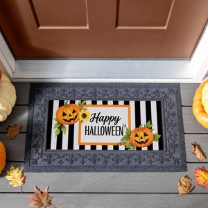 Sassafras Halloween Jack O' Lanterns Front Door Mat Indoor Outdoor