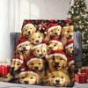 Lomsoe Dogs with Christmas Hat Print Flannel Blanket - All Seasons Soft and Warm Throw Blanket for Bed, Napping, Camping, Travel, Office - 3 of 4