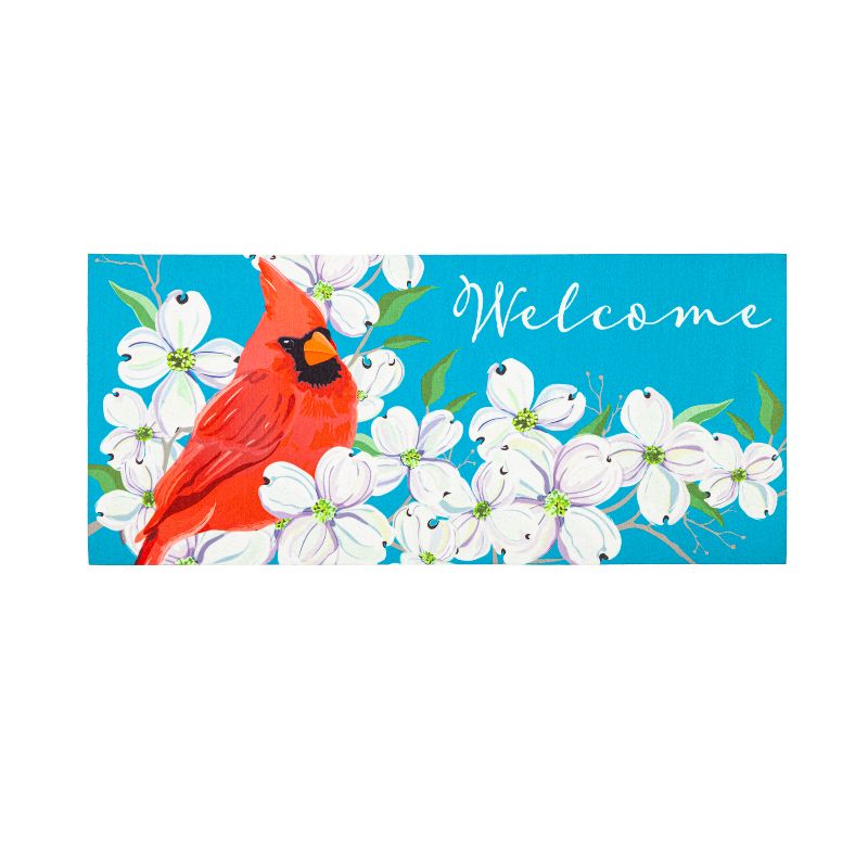 Evergreen Spring Dogwood Cardinal Sassafras Indoor Outdoor Switch Doormat 1'10"x10" Multicolored, 1 of 3
