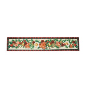 Unique Bargains Christmas Table Runner Polyester Red Beige Yellow Green 71x14 Inch 1 Pc - 1 of 4