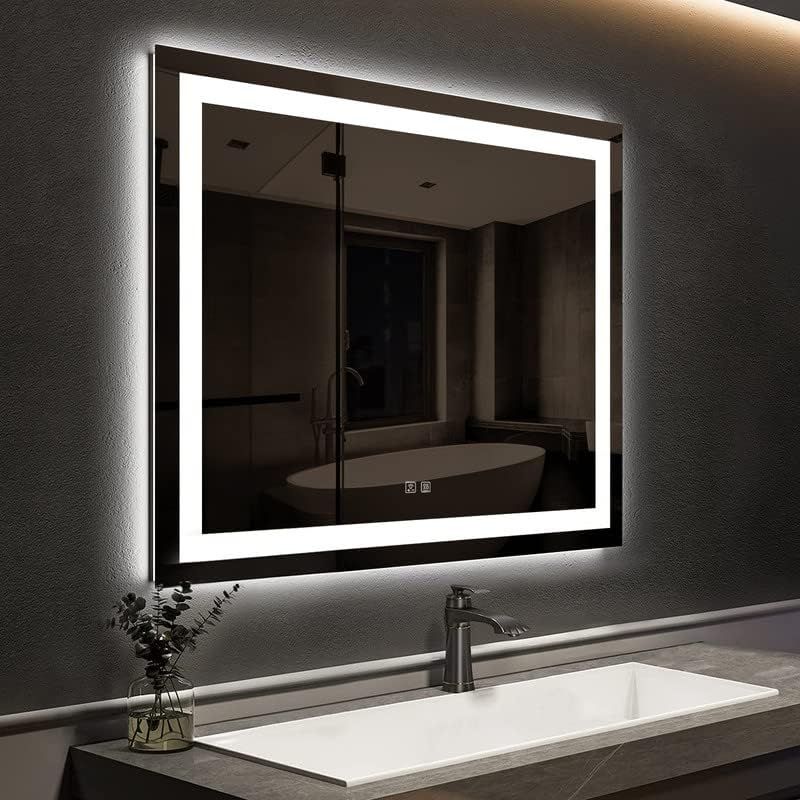 HOMLUX Dimmable Rectangular Frosted Edge Bathroom Mirror with Memory, Auto-off Anti-fogging and 3 color temperature, 1 of 7