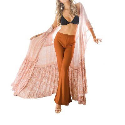 Women's Long Paisley Flowy Duster - LETO