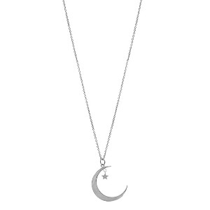 Adornia Rhodium Plated Hanging Moon and Star Necklace - 1 of 3