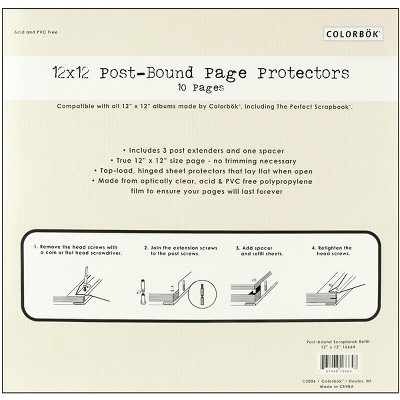Colorbok Top-Loading Page Protectors 12"X12" 10/Pkg-W/3 Post Extenders & Spacer