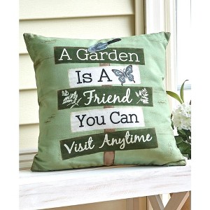 The Lakeside Collection Floral Accent Sentiment Pillow with Garden Fence Aesthetic - 1 of 4