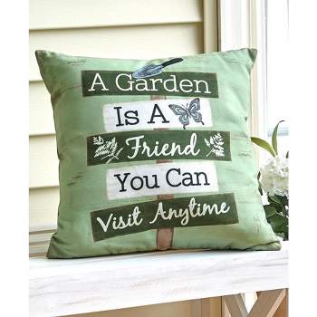 The Lakeside Collection Floral Accent Sentiment Pillow with Garden Fence Aesthetic