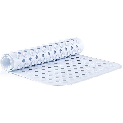 TranquilBeauty 35 x 16 Clear Rectangular Non-Slip Diamond Cut Bath Mat with Suction Cups