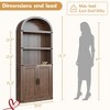 L-Shape Arched Bookcase with Doors Tall Bookshelf Farmhouse Bookcase Cabinet with Shelves Wooden Bookshelves - 2 of 4