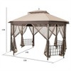 Costway 10' x 12' Octagonal Patio Gazebo Canopy Shelter Double Top W/Netting Sidewalls - 2 of 4