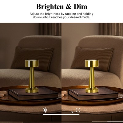 Gold Cordless Touch LED Table Lamps with Adjustable Brightness