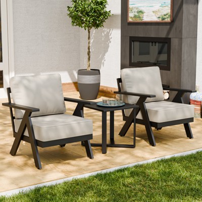 EAGLE PEAK Urban Slate 3 PCS Outdoor Bistro Set with Modern Patio Chairs and Table