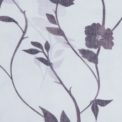 Aubergine Floral Sheer Polyester Window Curtain Panels, 52 x 96 in