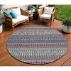 Taupe Purple And Blue Striped Washable Indoor Outdoor Area Rug - 2 of 4