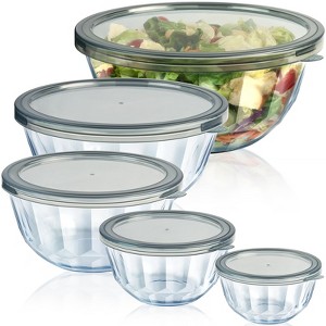 Itopfox Mixing Bowls with Airtight Lids, 5-Piece Thick Glass Nesting Bowls Set for Kitchen Baking, Meal Prep, Dishwasher Safe - 1 of 4