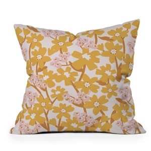 Thirty One Illustrations Wildflowers in Turmeric Square Throw Pillow Yellow - Deny Designs - 1 of 4