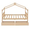CAVINAS Twin/Full Size House Bed Frame with Drawers,Solid Wood Floor Bed for Kids Room,Bedroom - 4 of 4