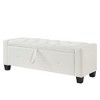 JUJABU 48" Upholstered Storage Ottoman Bench with Faux Leather Seat for Bedroom, Living Room, or Hallway - 2 of 4