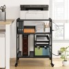 Printer Stand with Power Outlets & USB Ports, 4-Tier Rolling Storage Cart for CP - 4 of 4