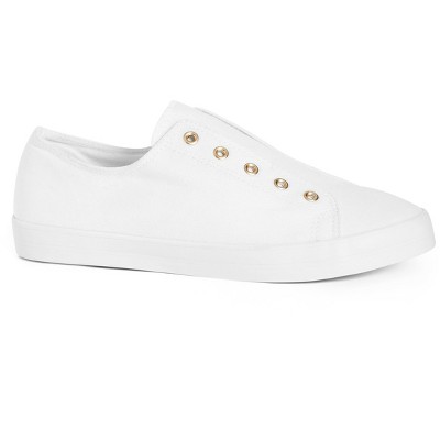 Women's Plus Size Extra Wide Fit Laceless Trainer - White |  EVANS