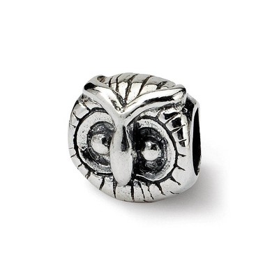 Black Bow Jewelry Sterling Silver Owl Head Bead Charm