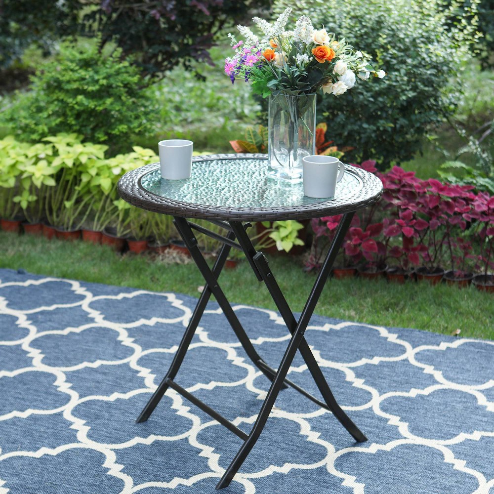 Outdoor Coffee Table with Rattan Tabletop - Captiva Designs