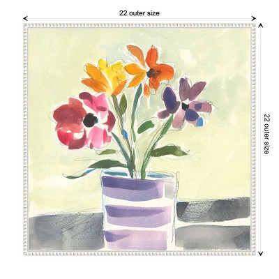 Morning Flowers Vibrant Canvas Art with White Floater Frame
