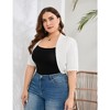 Plus Size Cardigan Shrug For Women Casual Short Sleeve Open Front Solid Curved Cardigan - 4 of 4