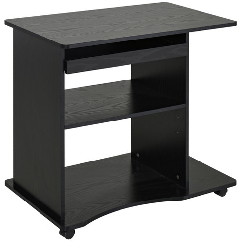 Small black computer desk clearance with keyboard tray