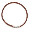 Black Bow Jewelry 5mm Woven Brown Leather Stainless Steel Cord Chain Necklace, 19.5 Inch - 2 of 4