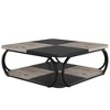 Resenkos Center Coffee Table, Living Room Table,Square Coffee Table, 39" Central Cocktail Table with 2-Tier Shelves,Gray&Black - 2 of 4