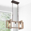 LNC Quaint 3-Light 21.5" Farmhouse Rectangle Medium Chandelier, Rustic Brown and Distressed  White Wood - 2 of 4
