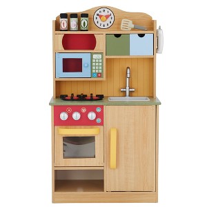 Teamson Kids Little Chef Florence Classic Play Kitchen with 5 Kitchen Accessory Toys - Wood Grain - 1 of 4