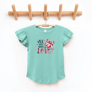 The Juniper Shop All You Need Is Love Coquette Toddler Flutter Sleeve Tee - 1 of 3